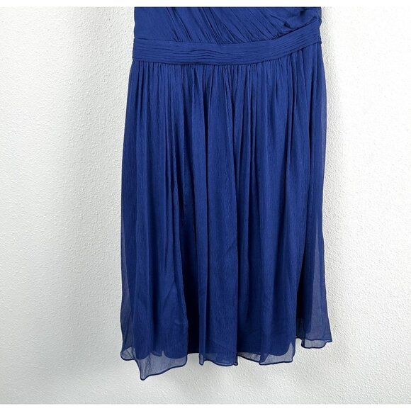 J Crew Kylie Dress Womens Size 2 Royal Blue Silk Chiffon Side Zip Prom Wedding - Picture 5 of 14